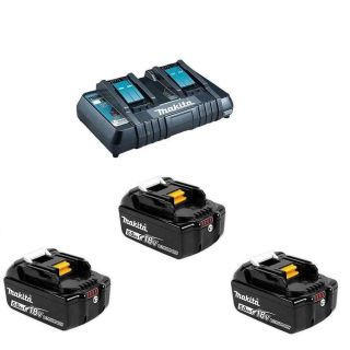 Set 3 acumulatori Makita BL1850B LXT, 18V, 5.0Ah si incarcator DC18RD