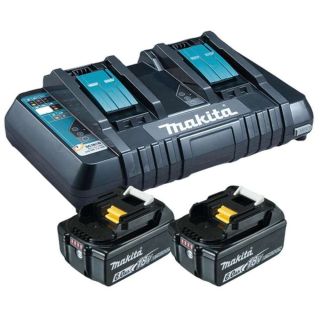 Set 2 acumulatori Makita BL1860B LXT, 18V, 6.0Ah si incarcator DC18RD